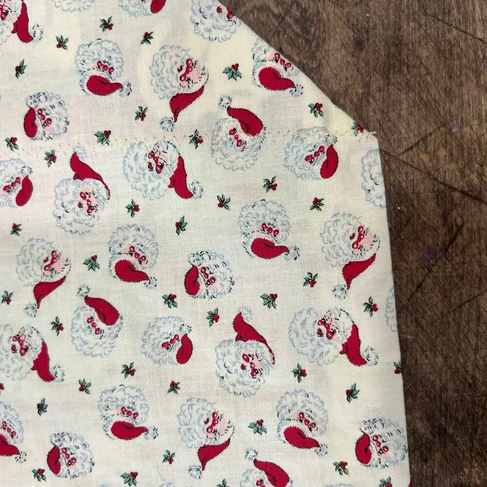 Vintage Handmade Christmas Santa Table Runner 40.5 in